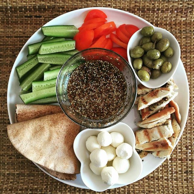 Labne Zaatar Zeitoun Banadoura Khiar - The Perfect Lebanese Breakfast