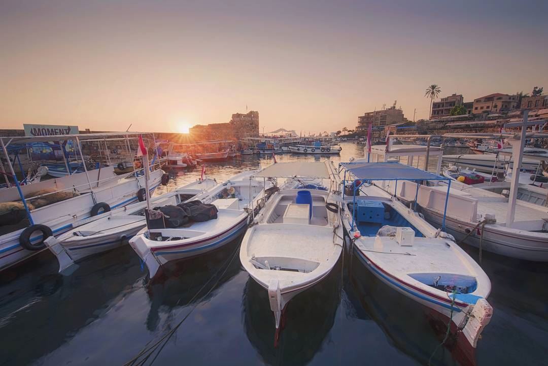  landscape seascape sunset sunrays harbor boats oldtown lebanon byblos...
