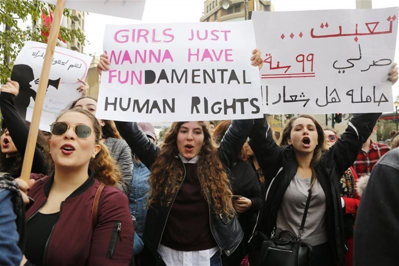 Lebanese women during a march for women’s right from Achrafieh across the streets of Beirut. (NABIL MOUNZER / EPA) via pow.photos