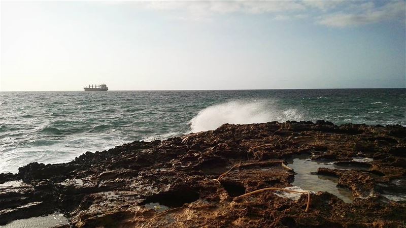  lebanon  batroun  summer  sea  waves  sunset  photography  ship  rocks ... (Batroûn)