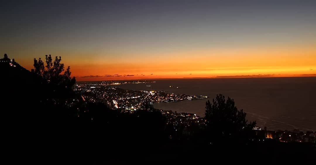  lebanon beirut livelovebeirut view sunset night dark sea sky color lights... (Chnanhaïr, Mont-Liban, Lebanon)