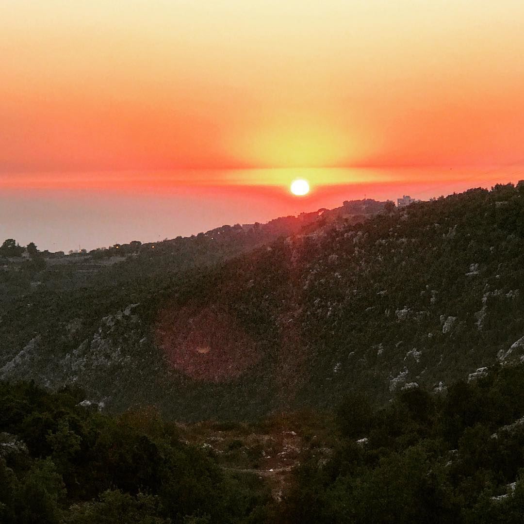  lebanon mountlebanon mountain mountains valey sun sunset sky orange sea... (Achkoute, Mont-Liban, Lebanon)