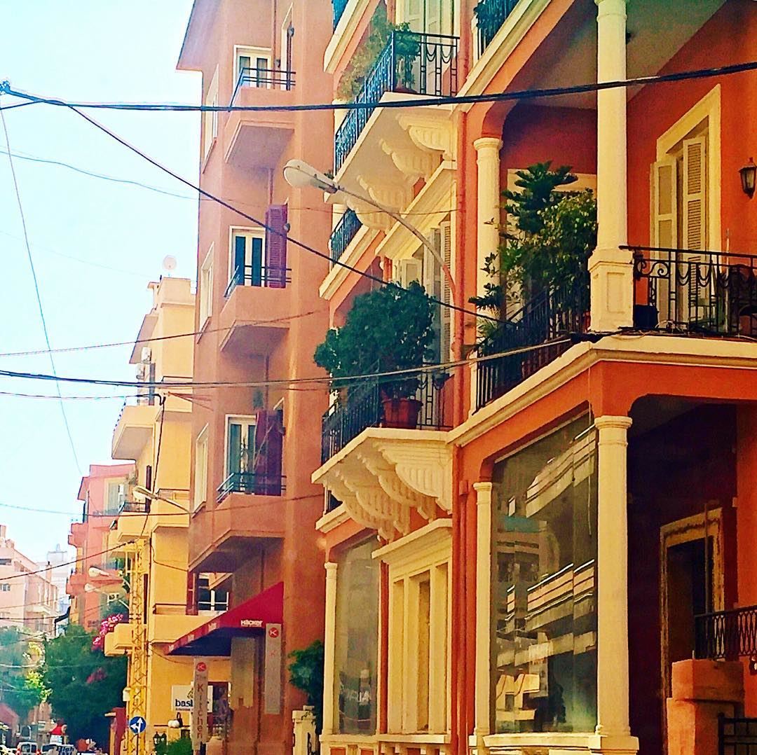 Les balcons d'ach!  lebanon  oldbuildings  balconies  orange  yellow ... (Achrafieh, Beirut)