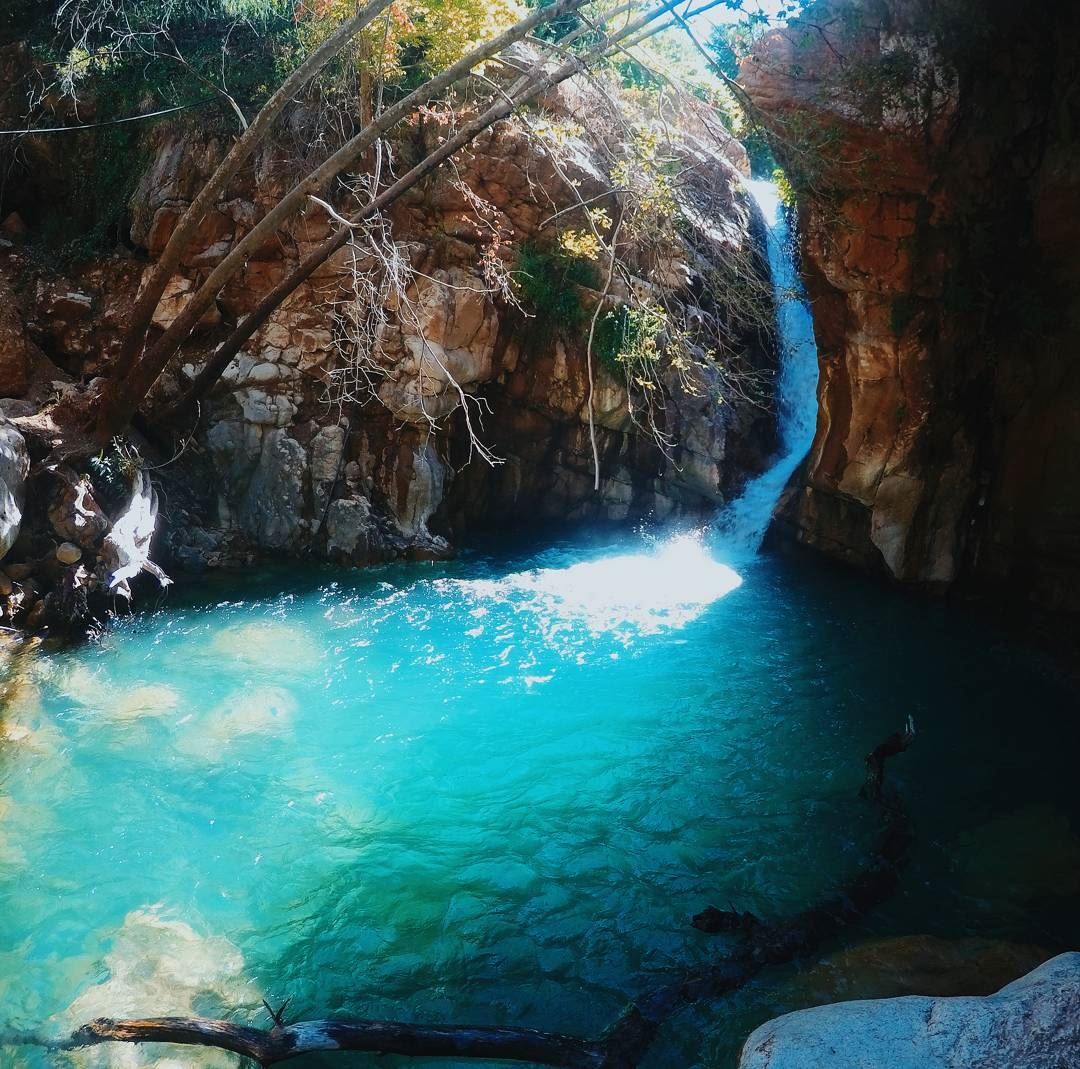 Let's take a dip 🐳  waterfalls......  lebanon  hiking blue  gopro ... (Akoura, Mont-Liban, Lebanon)