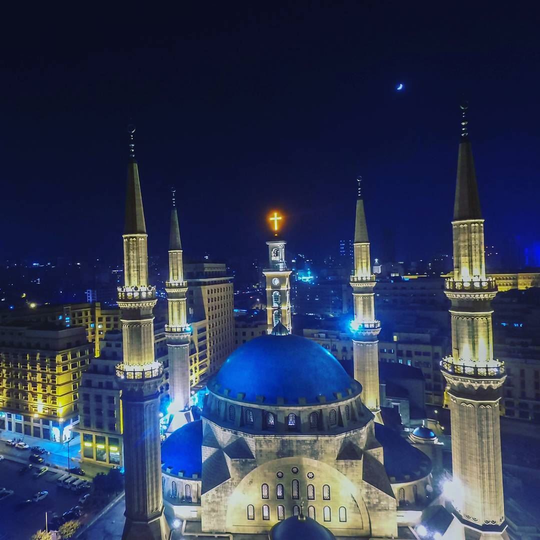 Lights of Beirut 🇱🇧 One praying nation ! lebanon  lebanonspotlights ... (Downtown Beirut)