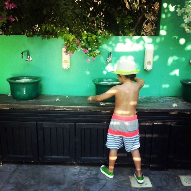 Little boy with a serious task  washyourhands  colors  green  littleboy ...