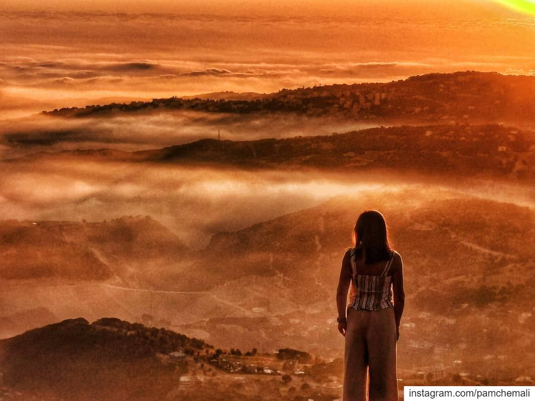 ... lost between the  clouds, the  fierysunset and the  mountains...Some... (Baskinta, Lebanon)