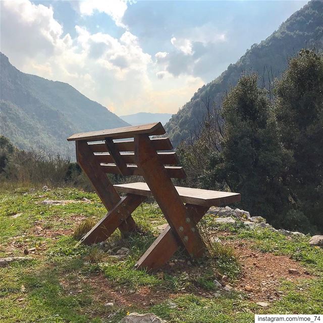 Love is what makes two people sit in the middle of the bench even if there... (Wadi El Salib - Kfardebian)