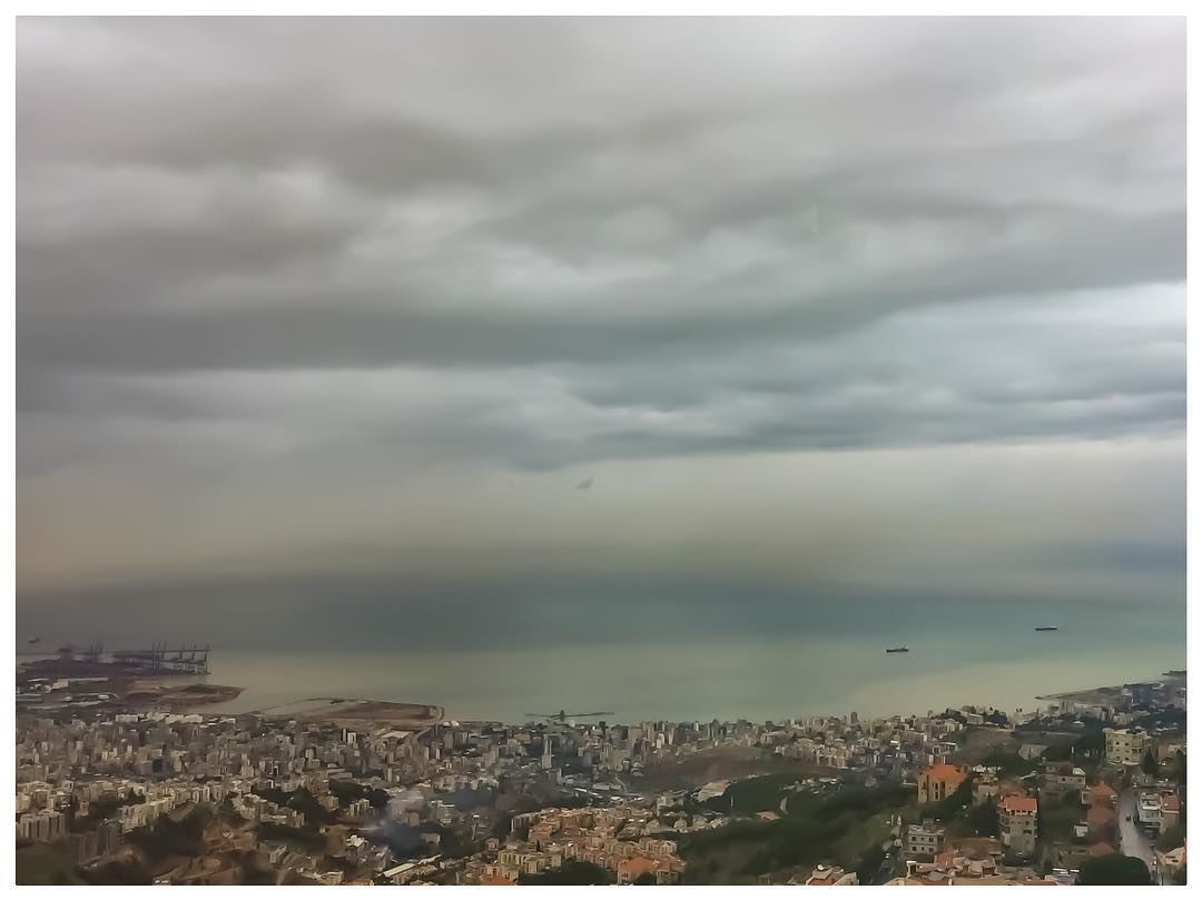Lunch over the city of  beirut two days ago.  landscape  mountain  sea ... (Al Bustan Hotel)