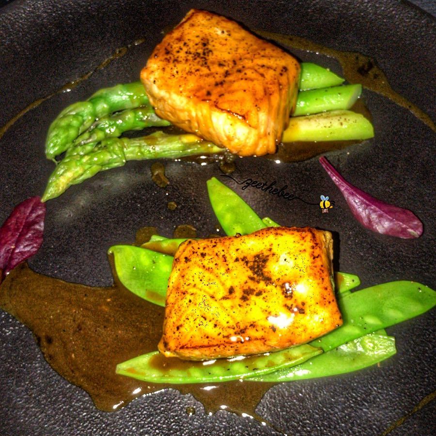 Maple Soy-cured Salmon with fresh asparagus 👌🏼👌🏼😋😋... salmon ... (ARTS Beirut)