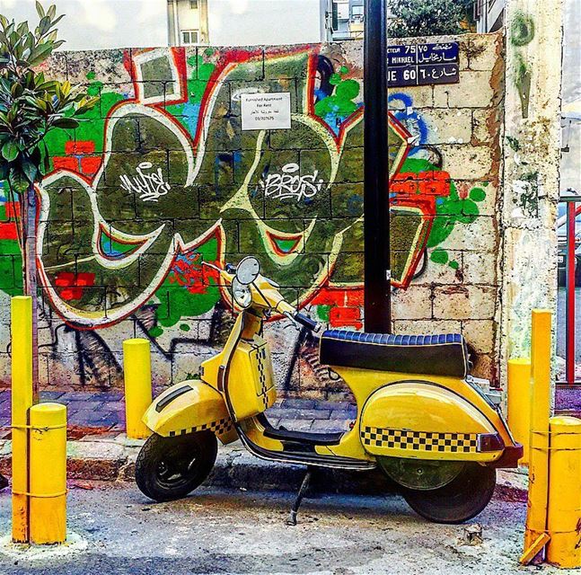 Mar Mikhael - Rue 60 🚧🏍🚧  picoftheday  photooftheday  colorful ... (Mar Mikhael, Beirut)