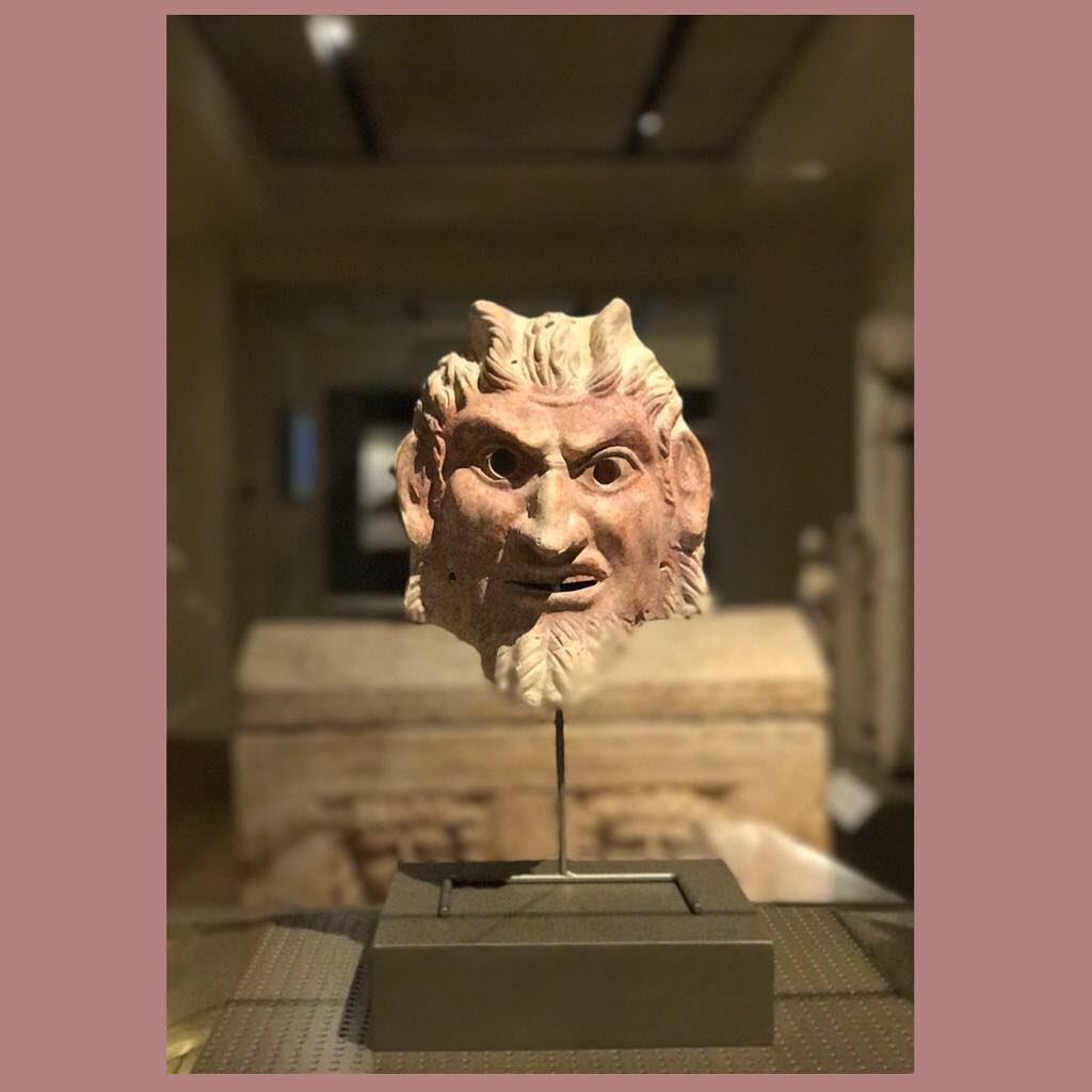 Mask of Satyr ( Legendary creature) 🎭 painted in redRoman Period (64... (National Museum of Beirut)