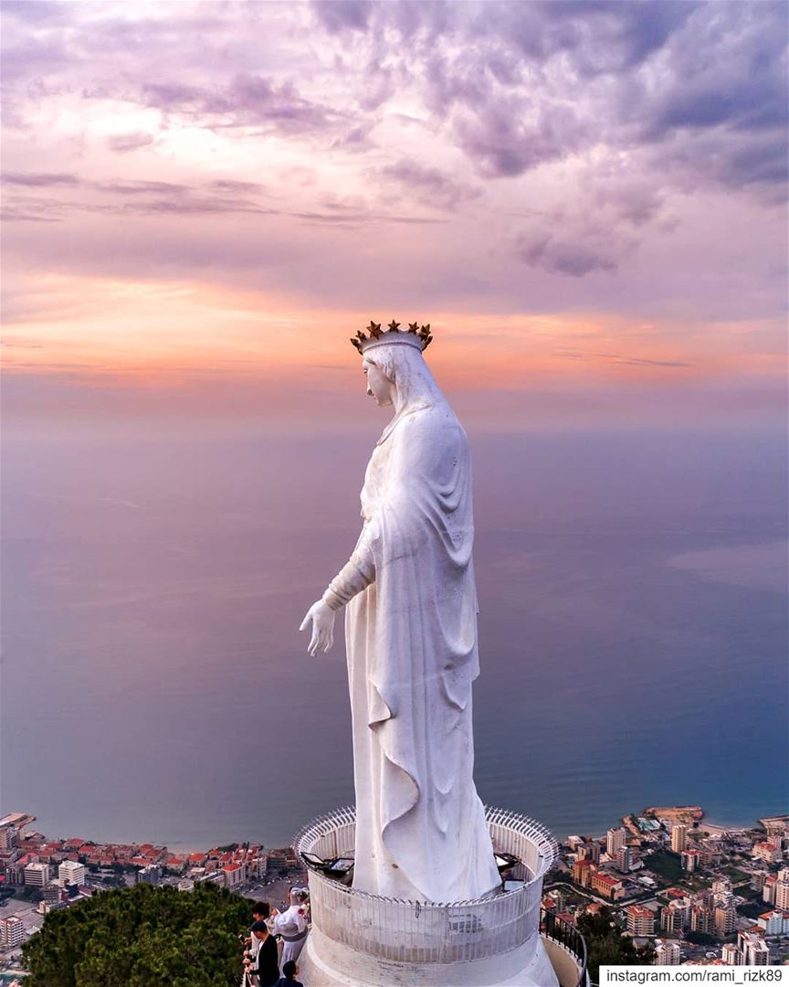 May is The month of Mary💙🙏... harissa  jounieh  lebanon  dji ... (Our Lady of Lebanon)
