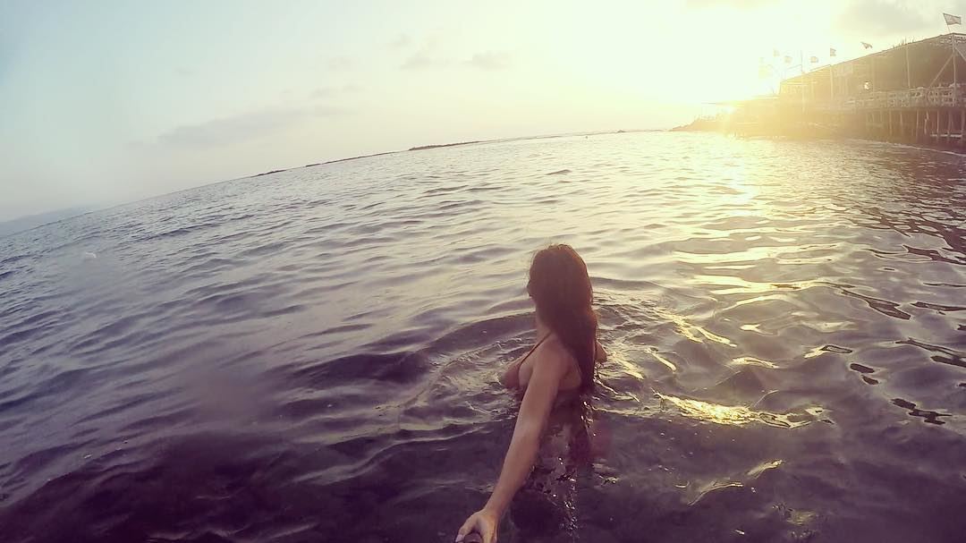 Meet me where the sun kisses the sea ☀️ 🌊   beach  sun  sunset  sea  deck... (Tyre, Lebanon)