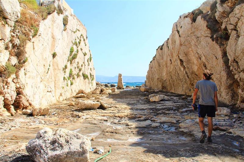 Men walk pavements of miracles, steps stopped counting. walk  man  sea ... (Anfeh, Lebanon)