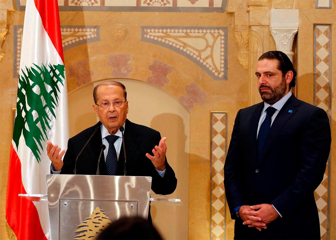 Michel Naim Aoun with Saad Al-Hariri 