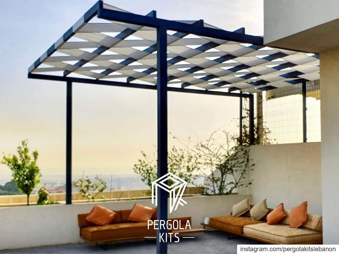 Minimal Steel Pergola with Fabric Roofing!  PergolaKitsLebanon in ... (El Hâzmîyé, Liban-Nord, Lebanon)