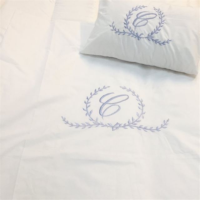 Monogrammed collection 💭 luxury linen. Write it on fabric by nid d'abeille