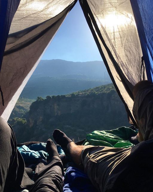 My favorite morning so far 🏕..... camping  camp  tent  mountains ... (Mazra`At Ash Shuf, Mont-Liban, Lebanon)