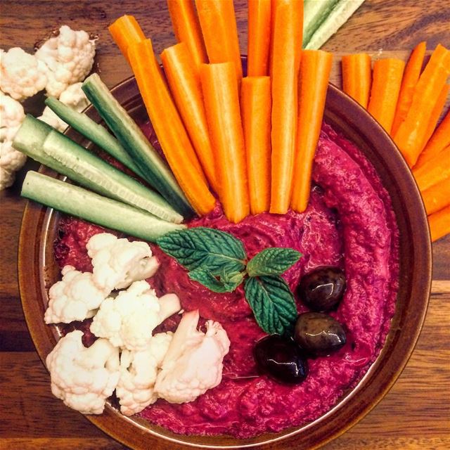 My Homemade Beet Hommos (Hummus) made with chickpeas, roasted beets,... (Lebanon)