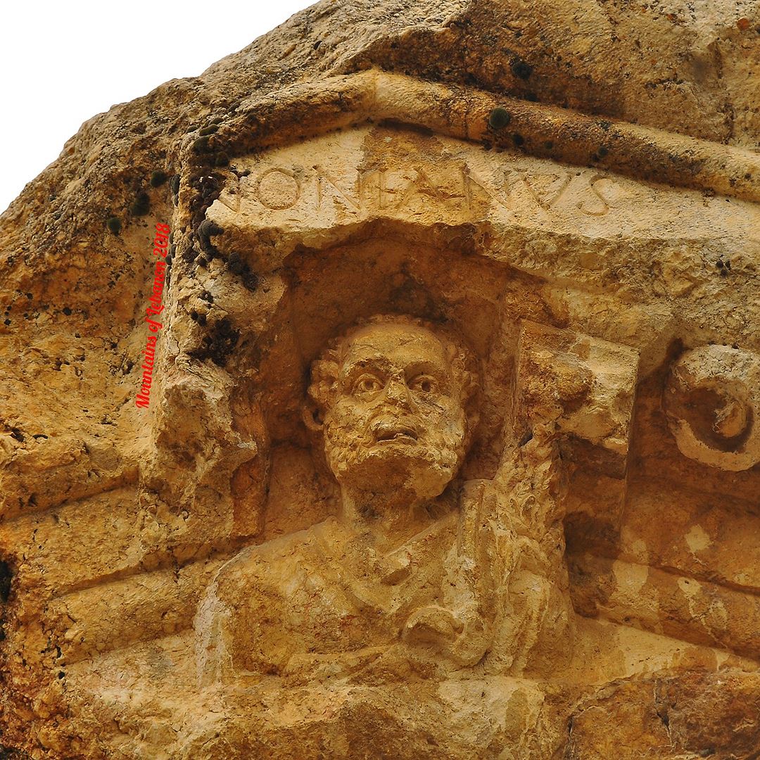 Ness, Griff n mini-e in front if the temple pediment, with the bust of “Ant (Qsarnaba, Béqaa, Lebanon)