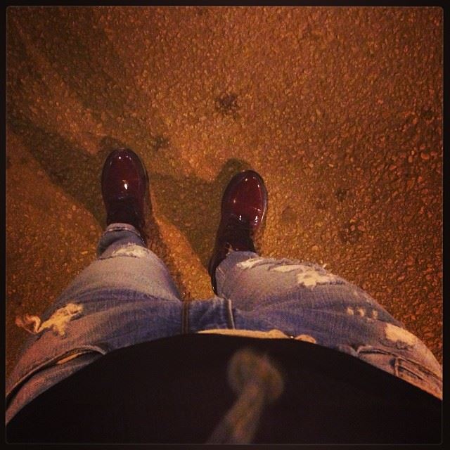  night out cold boots red shadow weather freezing lovely  walk music on...
