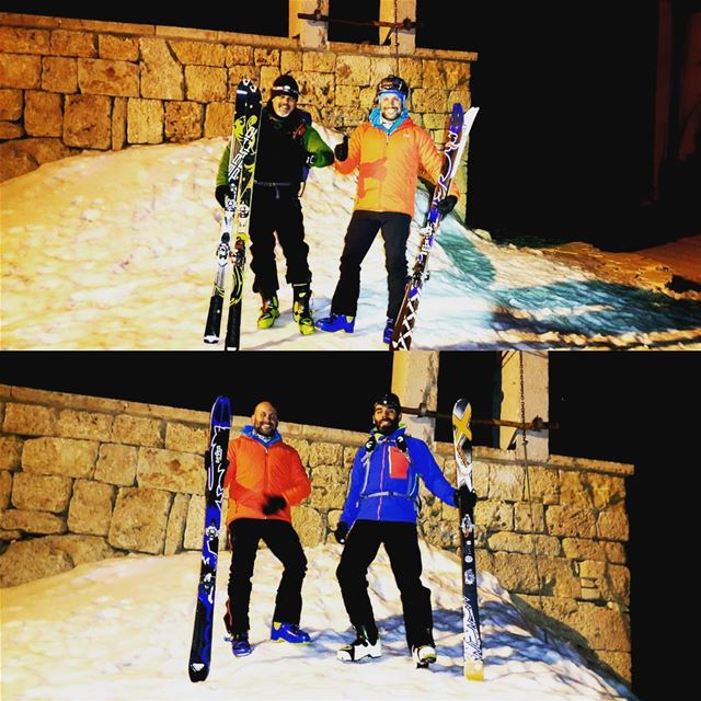 Night skitouring @mzaarskiresort with @elie357 and @eddysaab skitouring ... (Mzaar 2400m)