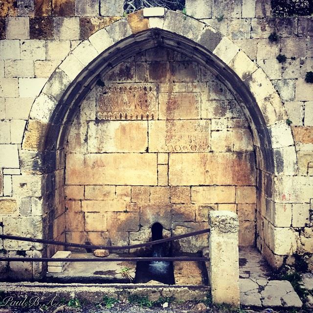  old fountain water town village mountain Abadiyeh Lebanon...