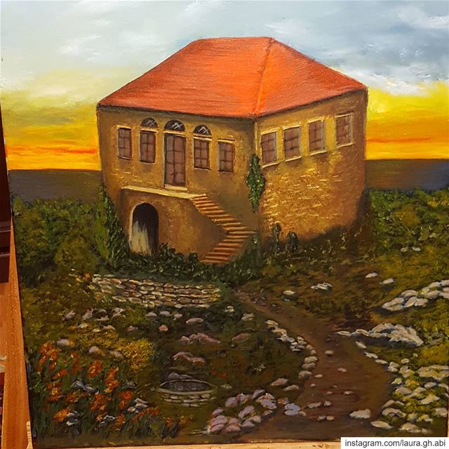  old  house heritage  lebanesestyle  lebanon my  painting  sunset  acrylic...