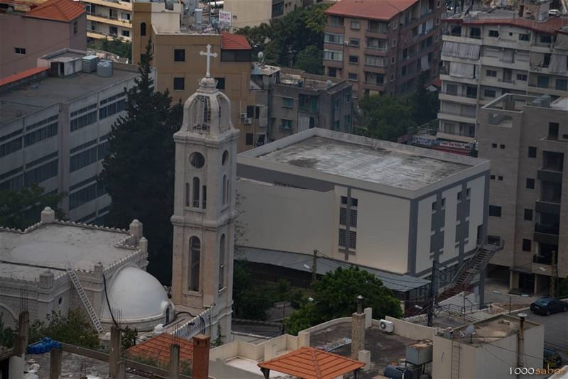 On this  Sunday, from  Harissa, a snapshot with my 300mm of the Church "No (Ghadir, Mont-Liban, Lebanon)
