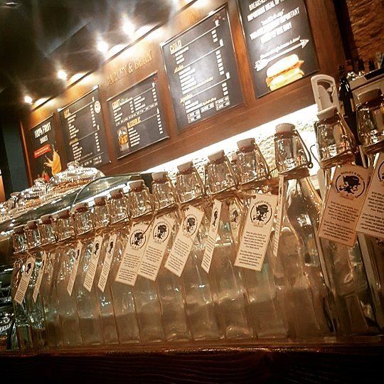 Our bottles are lined up for your takings! At Barley & Bean, free water...