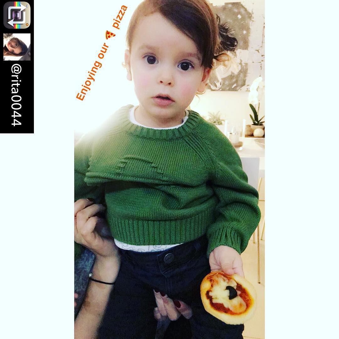 Our cute customer 😍 enjoying our pizza 🍕Repost from @rita0044 using @Rep