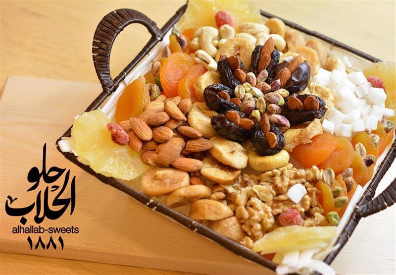 Our dried fruits and mixed nuts baskets are perfect for everyone to... (Abed Ghazi Hallab Sweets)