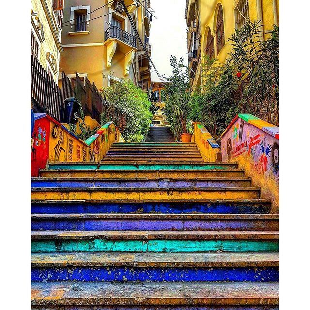 Our own Spanish steps 💛💙❤💜 (Gemmayzeh, Beirut)