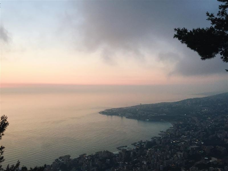Overlooking Jounieh coastline from Harissa 🌅 livelovelebanon... (Harîssa, Mont-Liban, Lebanon)