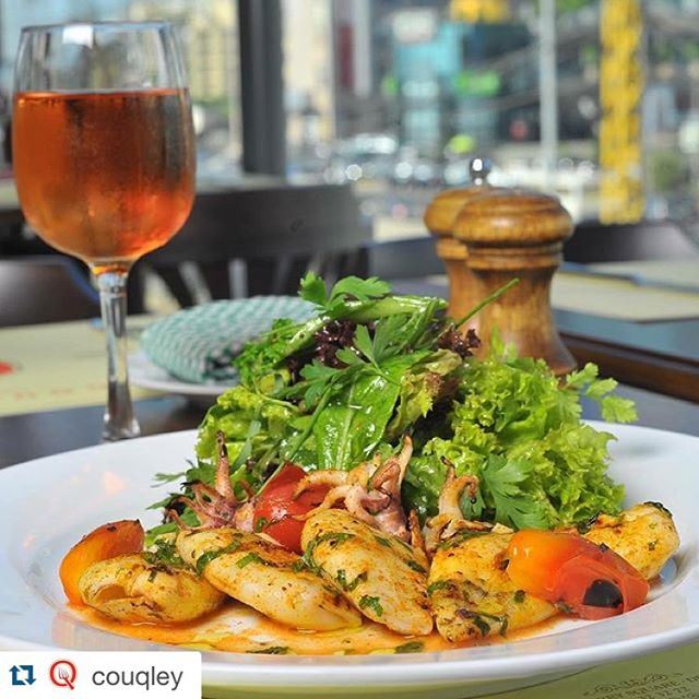 Pamper yourself and eat try the Couqley's Calamars Grillés and a glass of rosé on a hot summer day ❤️ (Couqley-dbayeh)