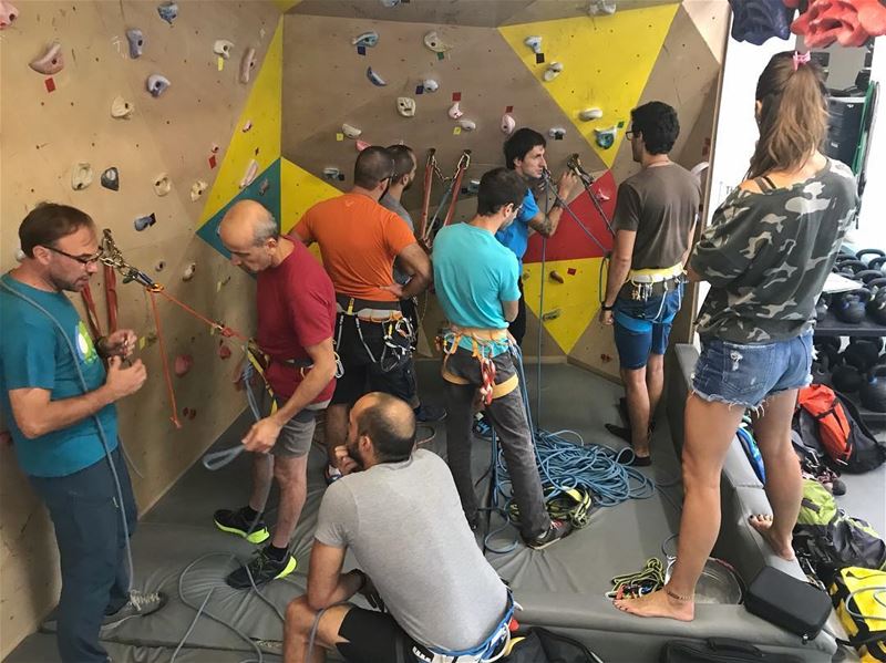 Practicing after the theoretical session in the Multi-pitch and rescue... (Beirut, Lebanon)