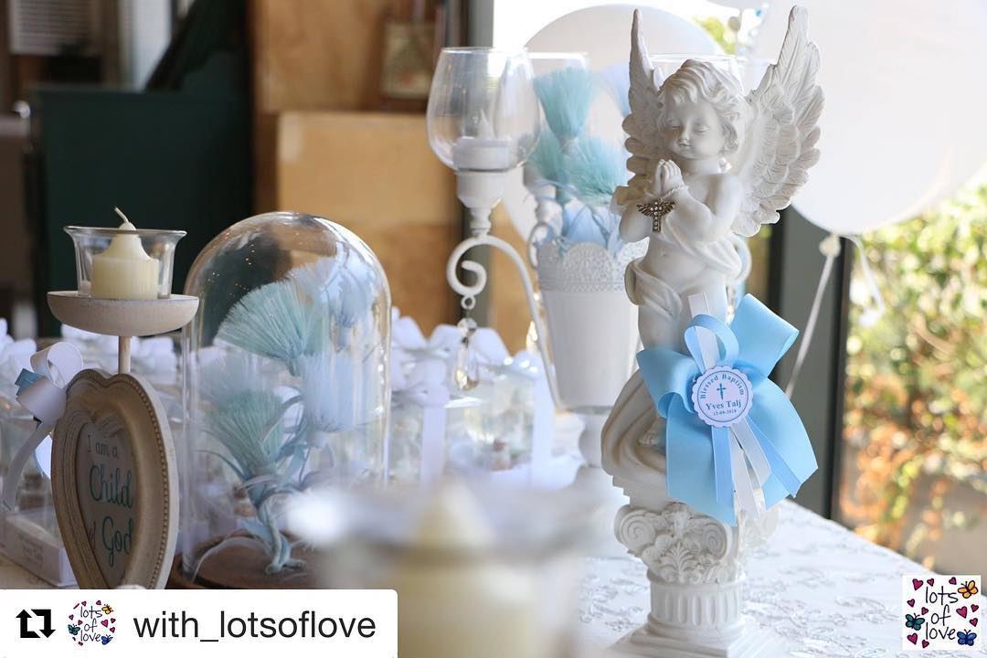  Repost @with_lotsoflove with ・・・Happy Christening YVES TALJ! 👶🏻🕯 For... (ست زمرّد)