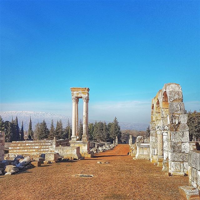 Ruins and skies  ruins  history  ancient  livelovebekaa  livelovelebanon ... (`Anjar, Béqaa, Lebanon)