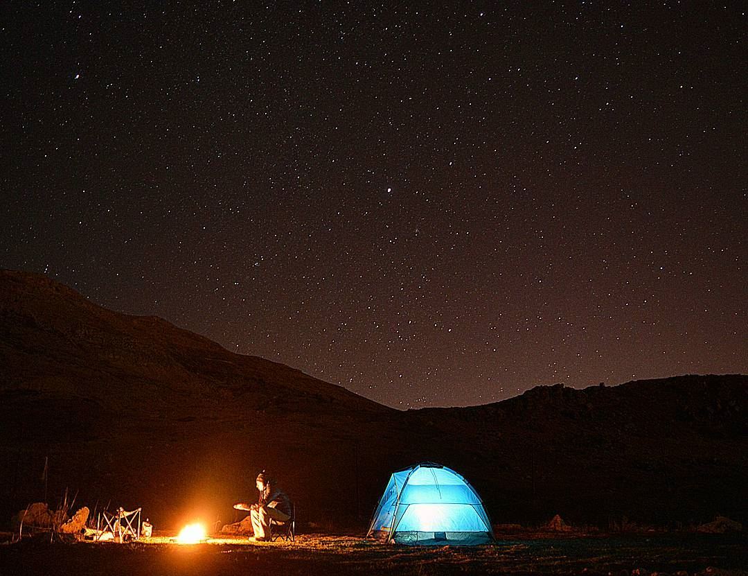  saturday night camping camp stars startrails stargazing moon... (Jabal Sannin)