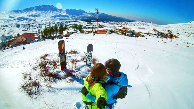 Shredding the slopes like we were born to do 🏂--------------------------- (Téléskis des Cèdres - Cedars Ski Resort - Arz)