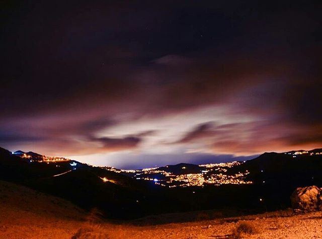  snow sanine clouds storm lebanon stars moon lights village landscape... (Mount Sannine)