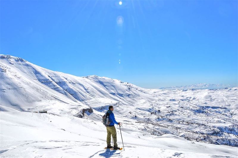 ❄🗻🎿🌞.... snowshoeing snow mountains hike hiking paradise sky sun... (Mount Sannine)