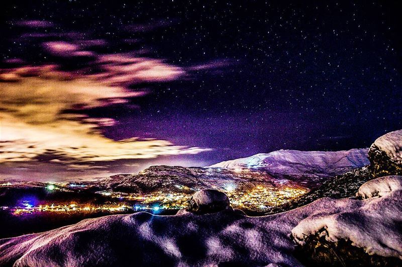 Snowy night ❄❄ Night nightphography nightphoto snow mountain mountains... (Zaarour)