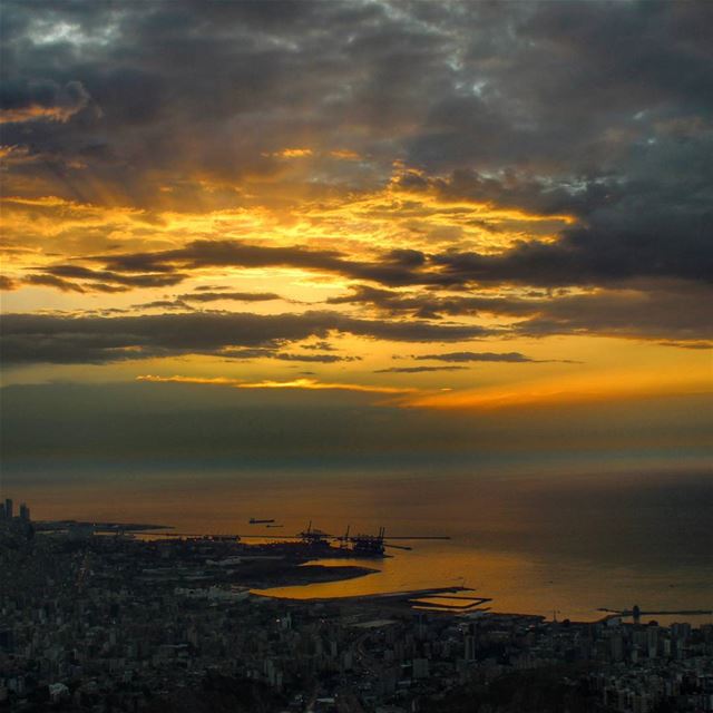 So Our sun's setting away is, at the other side,  the sea closest and... (Port of Beirut)