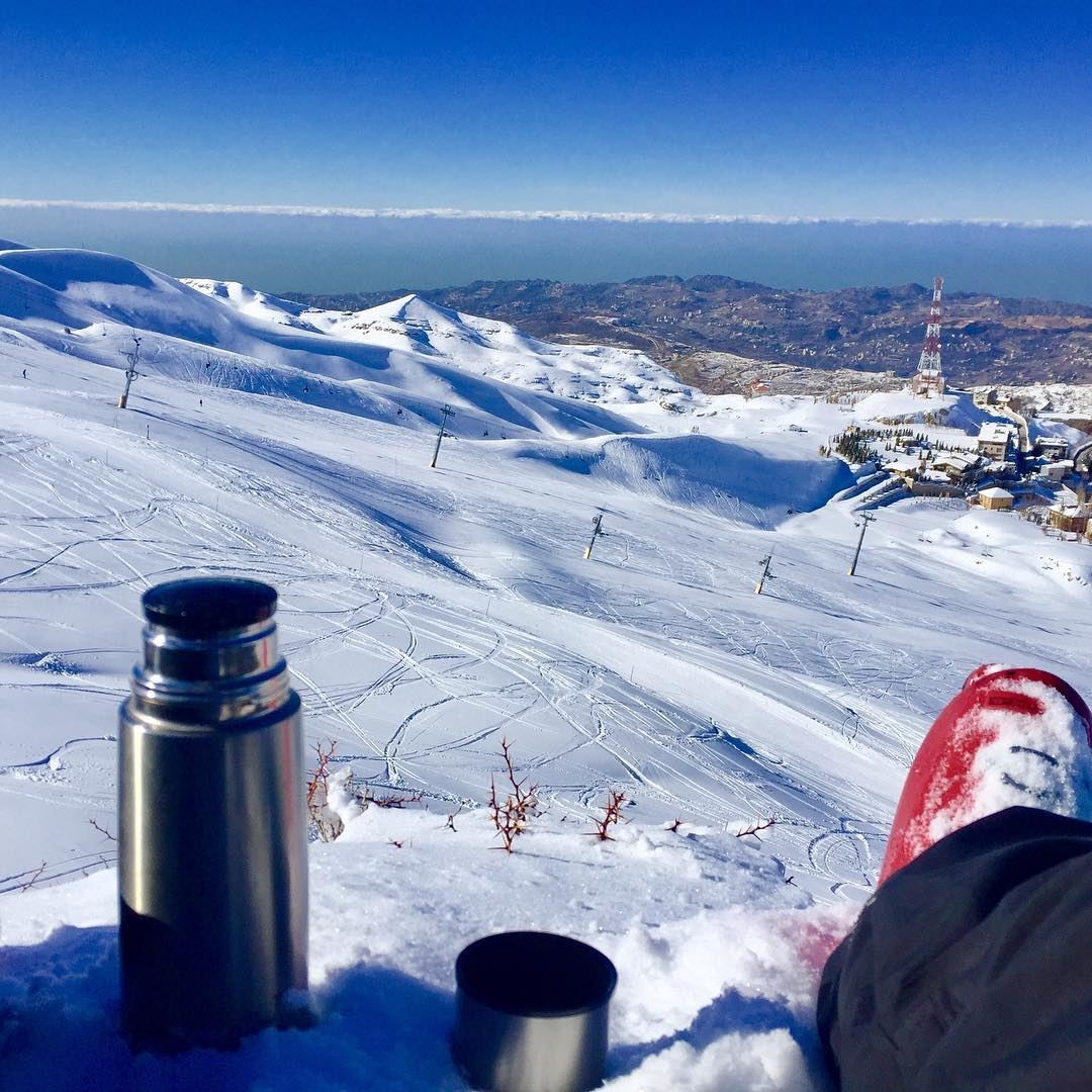 Sometimes we need a break.... ski  teabreak  snow  ski  lebanon ... (Mzaar Kfardebian Ski Resort.)
