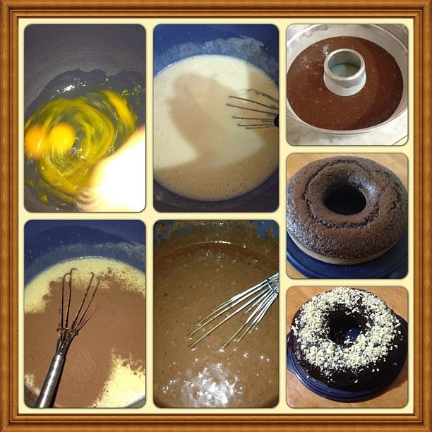Steps while preparing the  cake sweat yummy  black  food  delecious ...