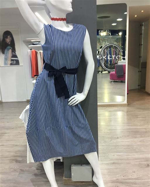 Stripes on Dress and Bow on waist 💙 ..... shop  shopping ...