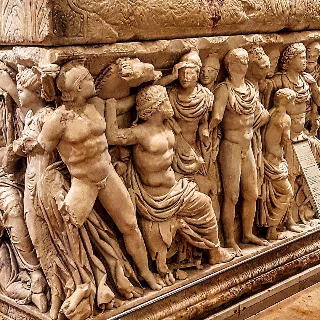 Stunning relief on a sarcophagus at  Beirut national museum. Discovered in...