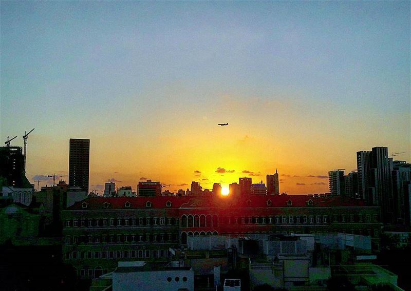  sunset beirut capitole rooftop airplane buildings... (Capitole)